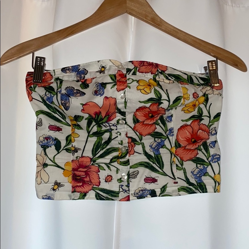 Strapless Flowered Crop Top